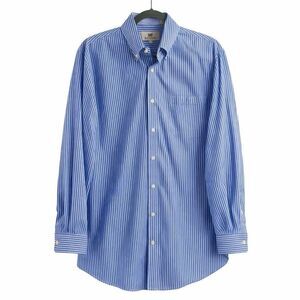 Hickey Freeman Blue Stripe Men’s L Dress Shirt 100% Cotton Button Front